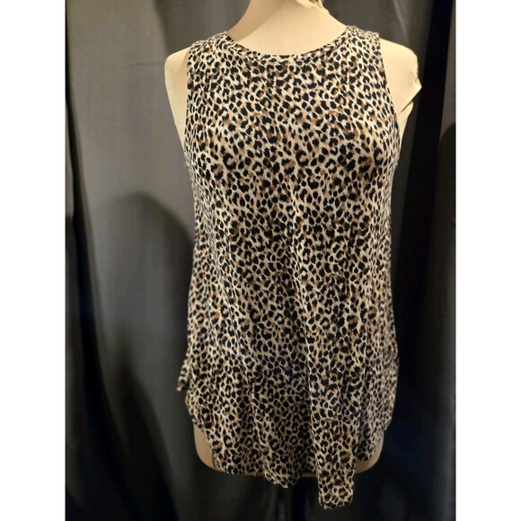 Old Navy Luxe Stretch Sleeveless Animal Print Black Brown Tank Top Tunic, Size S - Picture 1 of 5